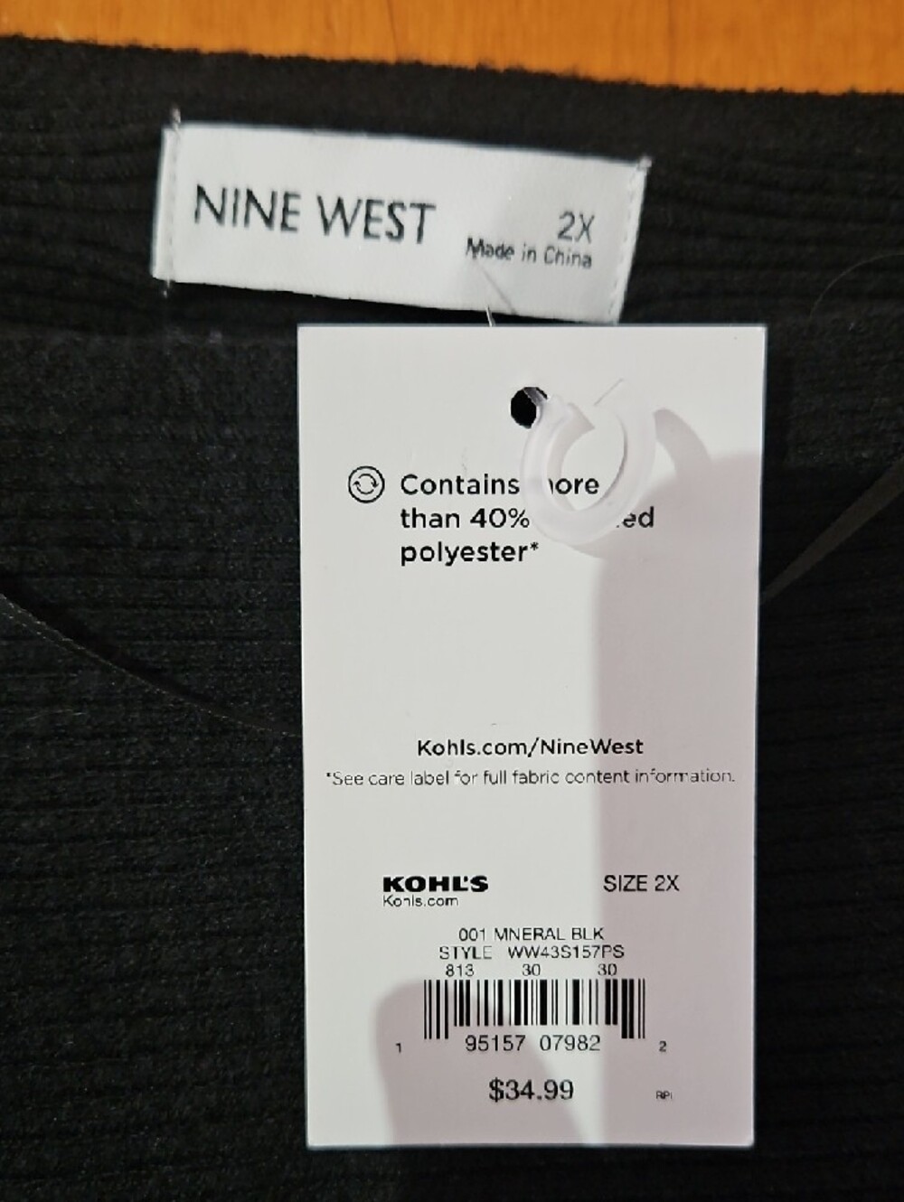 Nine West Black Ribbed Boatneck Sweater - Picture 2 of 3